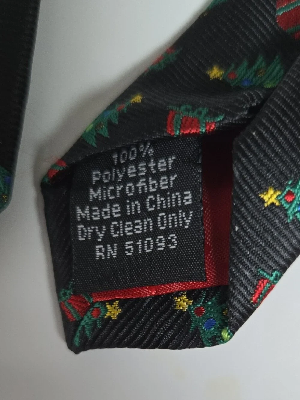 Hallmark Holiday Black Tie with Red Presents and Green Trees